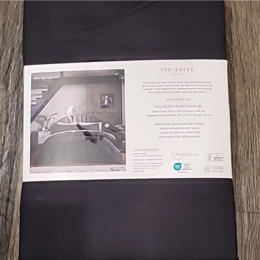 Ted Baker London Plain Dye Collection Duvet Cover Set- Black